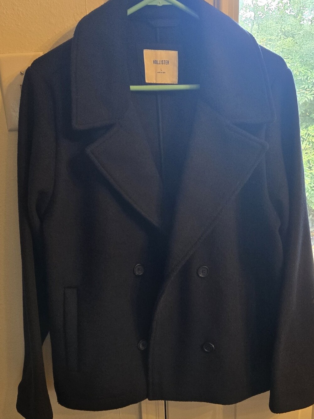 Hollister Women's Navy Double-Breasted Pea Coat